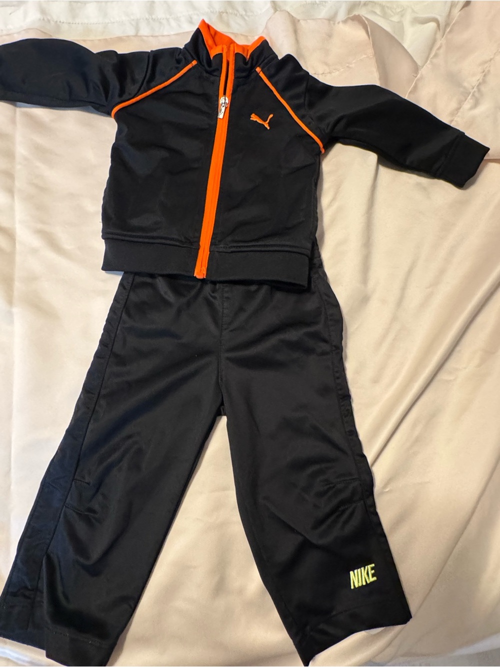 Nike Kids Black Joggers with Neon Yellow Logo size 18 months